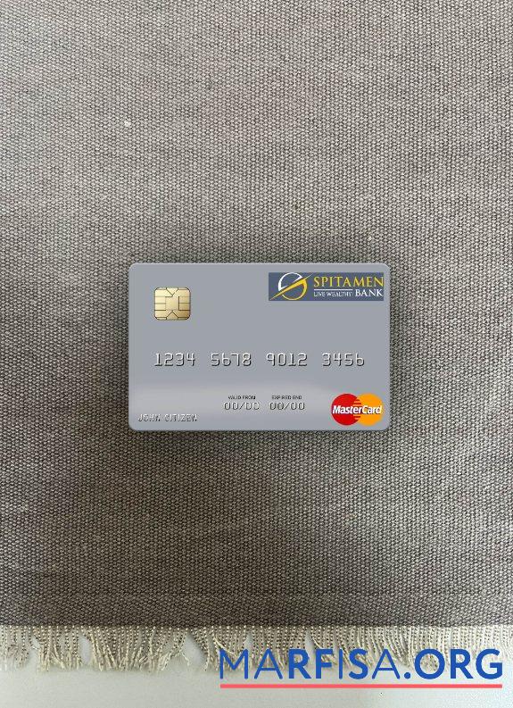 Printable Tajikistan Spitamen Bank mastercard photolook front sample